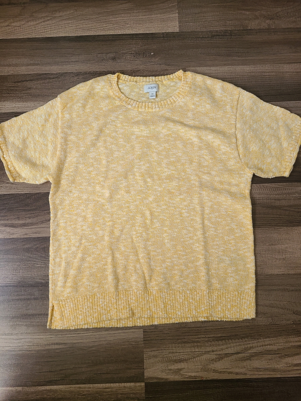 J. Crew Marled Yellow Crewneck Short-Sleeve Sweater